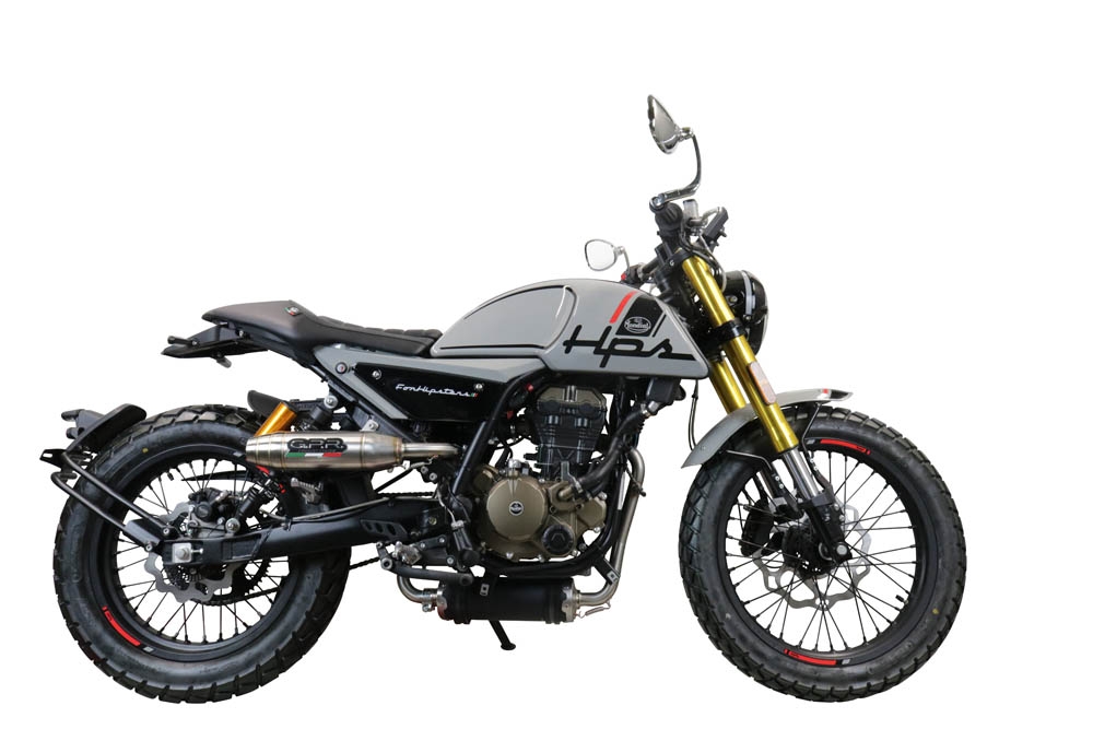 Scarico GPR compatibile con  F.B. Mondial Hps 125 2021-2023, Deeptone Inox, Scarico completo omologato,fornito con db killer estraibile,catalizzatore e collettore