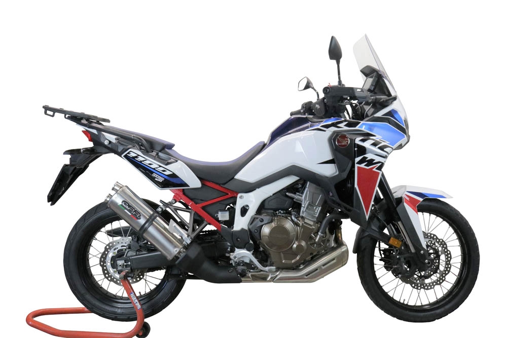 Scarico GPR compatibile con  Honda Crf 1000 L Africa Twin 2018-2020, Dual Inox, Scarico omologato, silenziatore con db killer estraibile e raccordo specifico