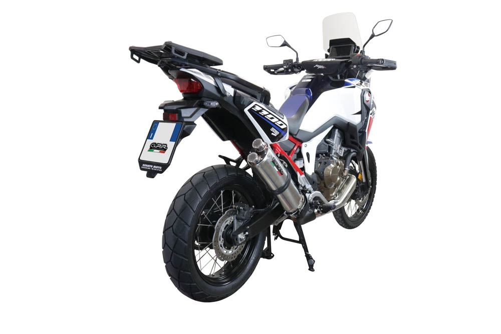 Scarico GPR compatibile con  Honda Crf 1000 L Africa Twin 2018-2020, Dual Inox, Scarico omologato, silenziatore con db killer estraibile e raccordo specifico