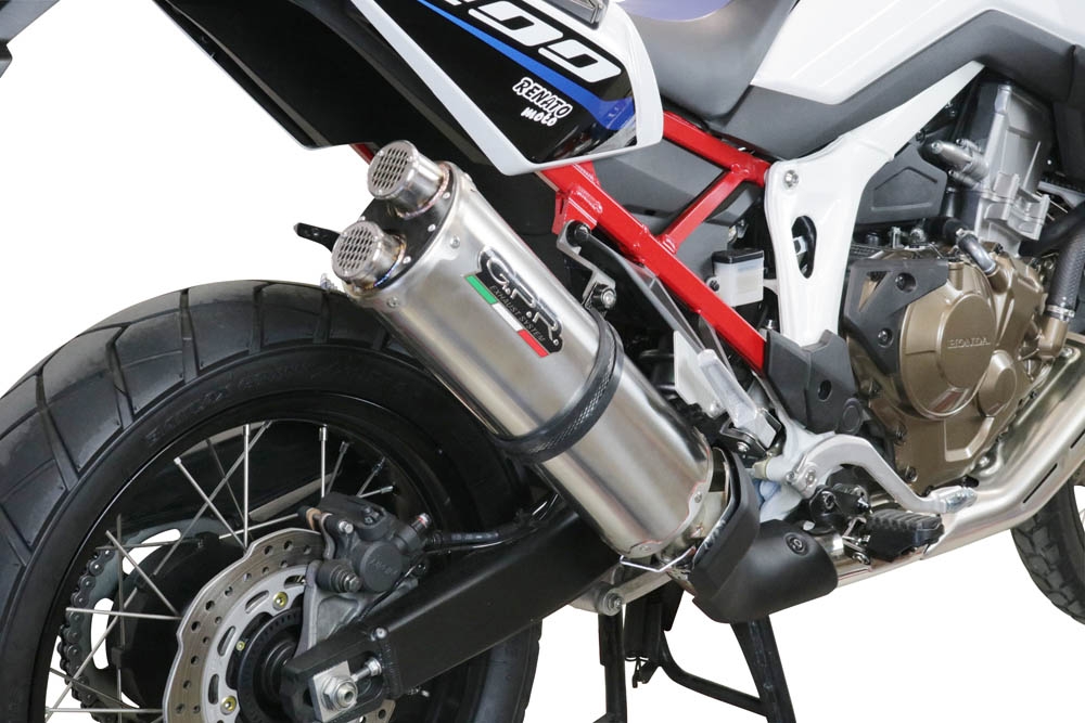 Scarico GPR compatibile con  Honda Crf 1000 L Africa Twin 2018-2020, Dual Inox, Scarico omologato, silenziatore con db killer estraibile e raccordo specifico
