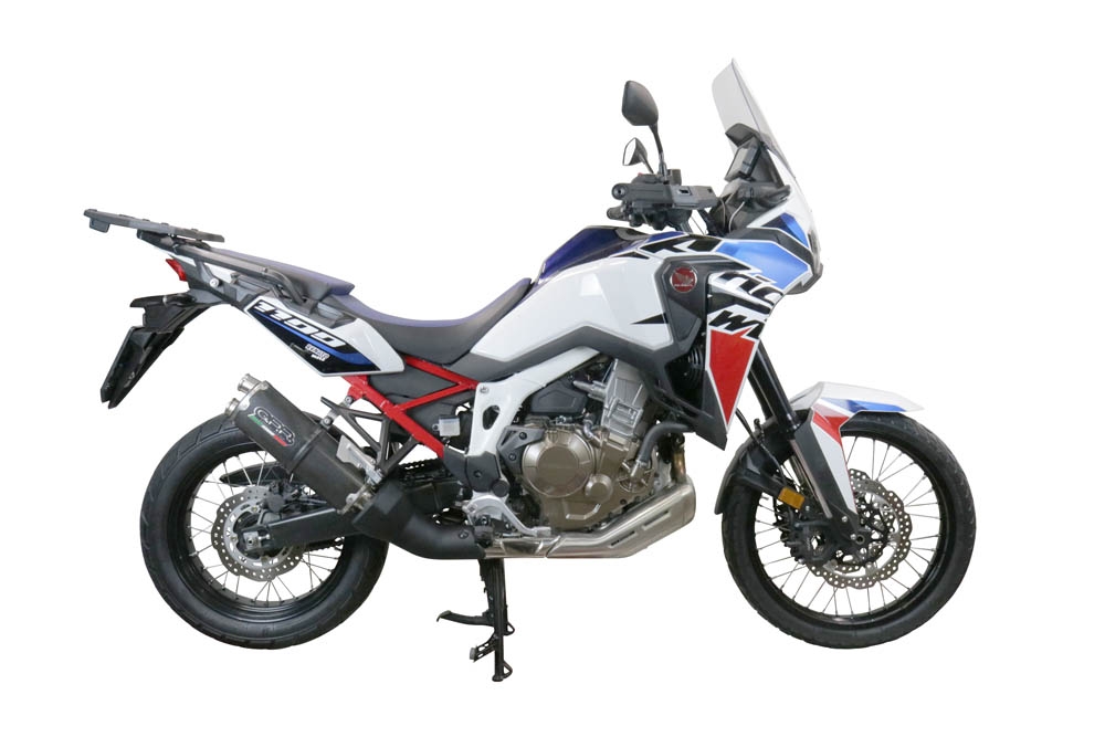 GPR exhaust compatible with  Honda Crf 1100 L Africa Twin Adventure Sport 2020-2024, Dual Poppy, Homologated legal slip-on exhaust including removable db killer and link pipe 