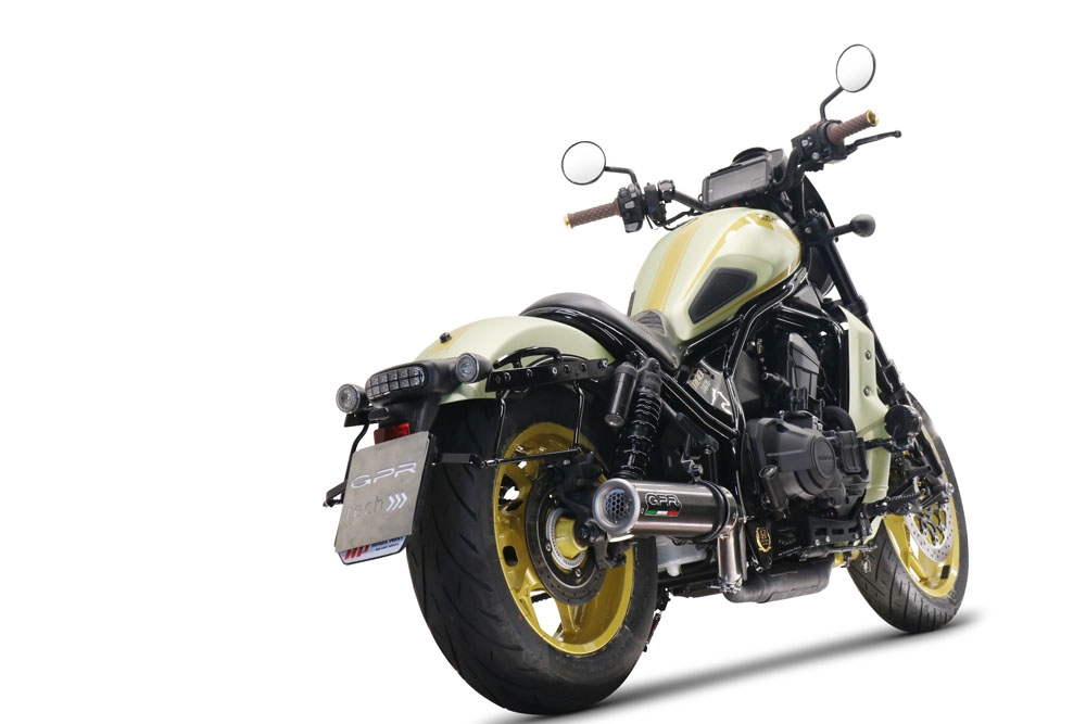 Scarico GPR compatibile con  Honda Cmx 1100 Rebel 2021-2024, M3 Poppy , Scarico omologato, silenziatore con db killer estraibile e raccordo specifico