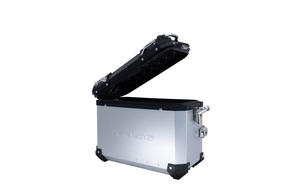 GPR TECH compatible with  GPR TECH PAIR OF SILVER SIDE CASES ALPI-TECH 38 LT. + 38 LT. + PANNIER HOLDER Coppia di valigie laterali in alluminio, colore argento, fornite con telaio di supporto specifico