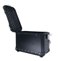 GPR TECH compatible with  GPR TECH Pair of side cases aluminum made with contoured right side, black color with specific pannier holder Pair of side cases aluminum made with contoured right side, black color with specific pannier holder Capacity 38 LT. + 