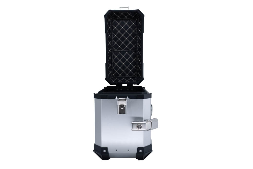 GPR TECH compatible with  GPR TECH Pair of side cases aluminum made with contoured right side, silver color with specific pannier holder Pair of side cases aluminum made with contoured right side, silver color with specific pannier holder Capacity 38 LT. 