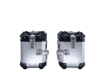 GPR TECH compatible with  GPR TECH PAIR OF SILVER SIDE CASES ALPI-TECH 38 LT. + 38 LT. + PANNIER HOLDER Coppia di valigie laterali in alluminio, colore argento, fornite con telaio di supporto specifico