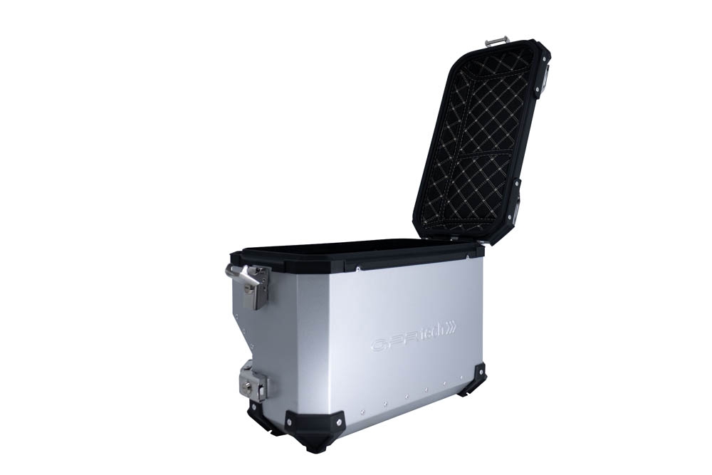 GPR TECH compatible with  GPR TECH Pair of side cases aluminum made with contoured right side, silver color with specific pannier holder Pair of side cases aluminum made with contoured right side, silver color with specific pannier holder Capacity 38 LT. 