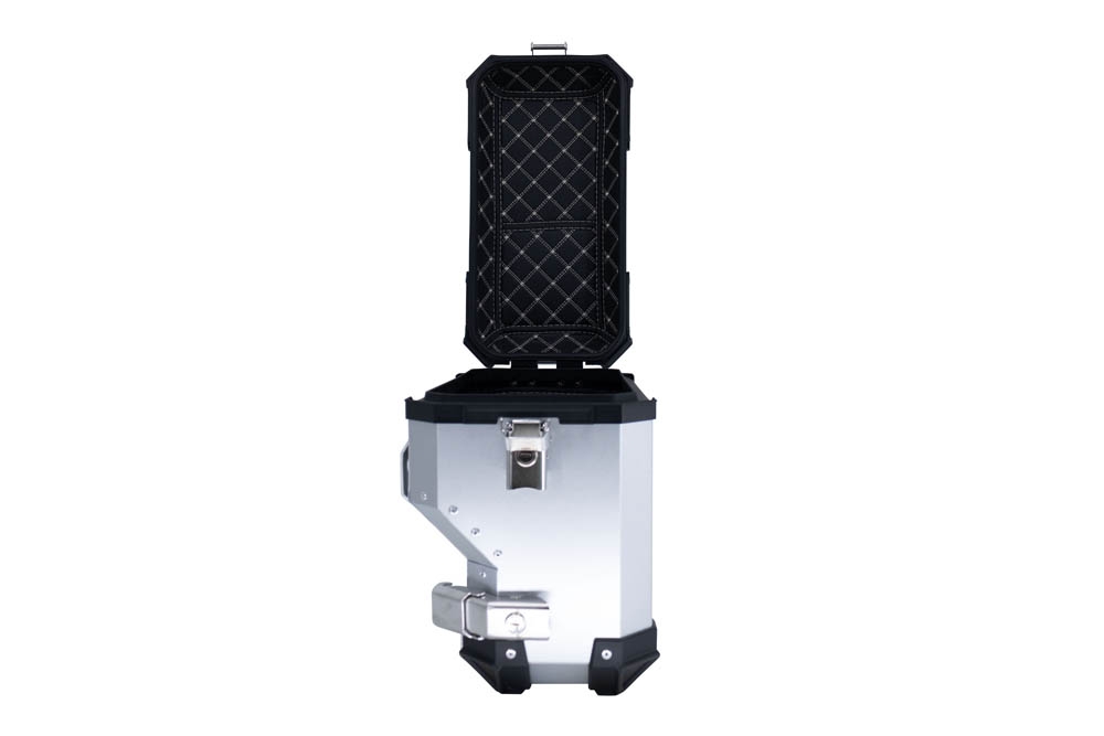 GPR TECH compatible with  GPR TECH Pair of side cases aluminum made with contoured right side, silver color with specific pannier holder Pair of side cases aluminum made with contoured right side, silver color with specific pannier holder Capacity 38 LT. 