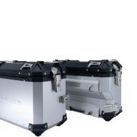 GPR TECH compatible with  GPR TECH Pair of side cases aluminum made with contoured right side, silver color with specific pannier holder Pair of side cases aluminum made with contoured right side, silver color with specific pannier holder Capacity 38 LT. 
