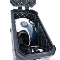 GPR TECH compatible with  GPR TECH Pair of side cases aluminum made with contoured right side, silver color with specific pannier holder Pair of side cases aluminum made with contoured right side, silver color with specific pannier holder Capacity 38 LT. 