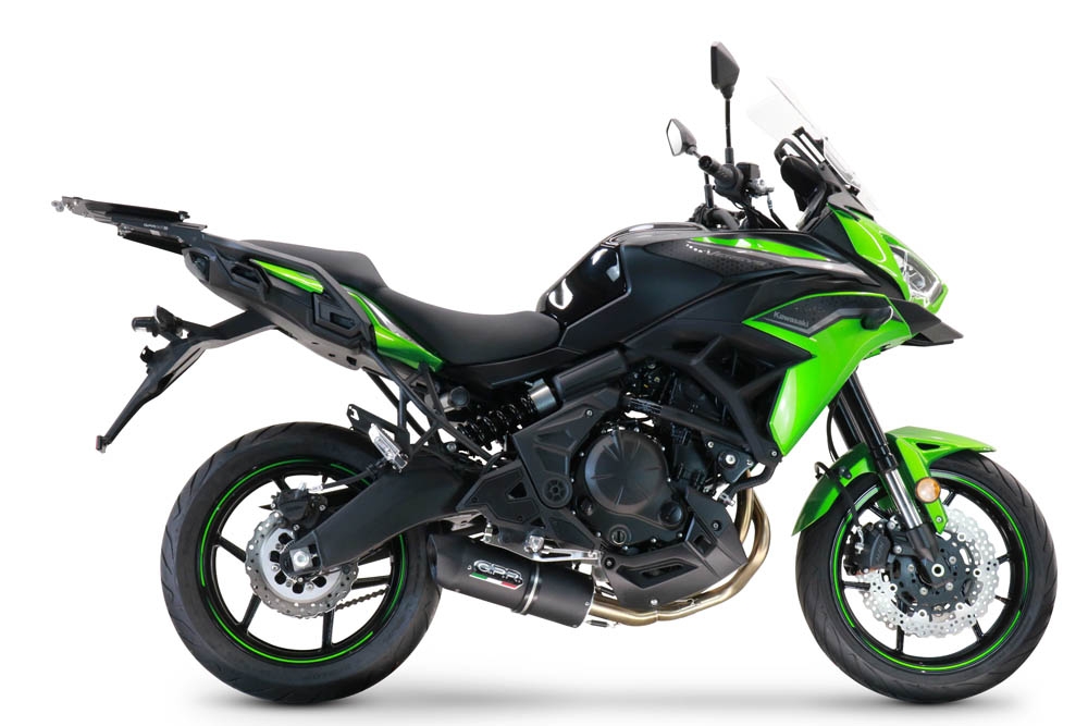 GPR exhaust compatible with  Kawasaki Versys 650 2017-2020, Furore Nero, Homologated legal full system exhaust, including removable db killer and catalyst 