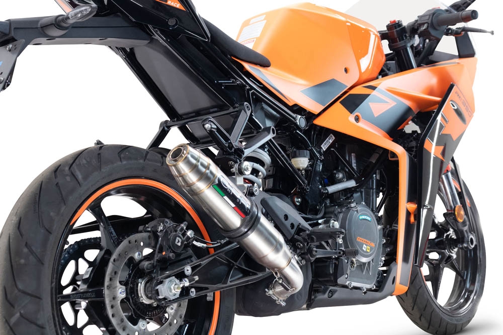 Scarico GPR compatibile con  Ktm Rc 390 2022-2024, Deeptone Inox, Scarico omologato, silenziatore con db killer estraibile e raccordo specifico