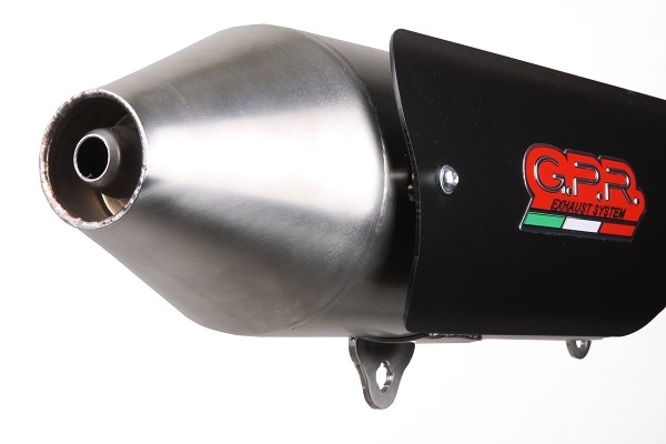 Scarico GPR compatibile con  Quadro Qv 3 2018-2020, Power Bomb, Terminale di scarico omologato,fornito con db killer estraibile,catalizzatore e collettore