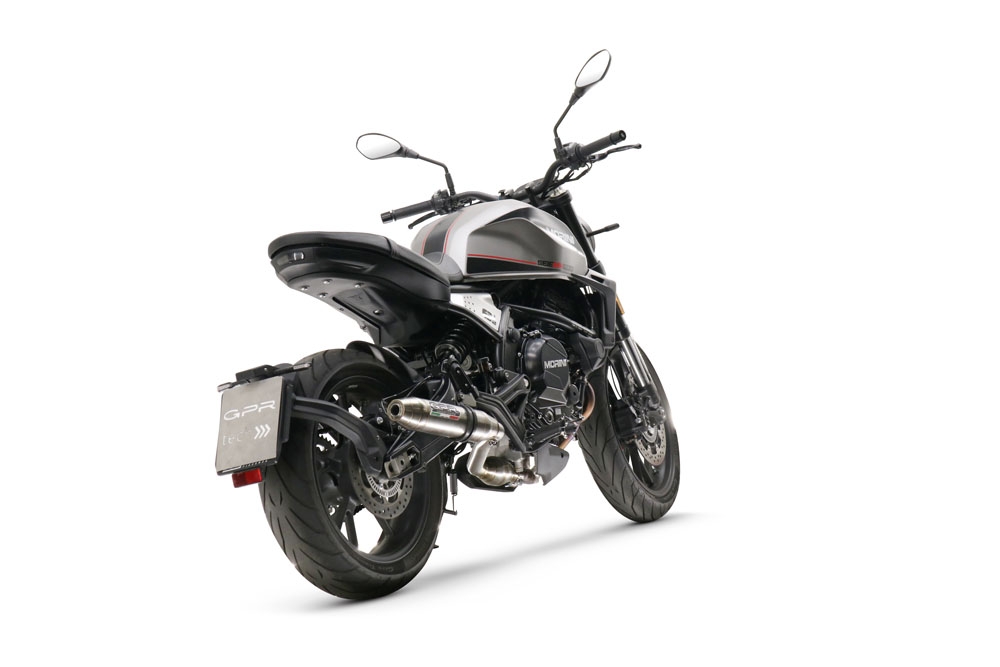 GPR exhaust compatible with  Moto Morini Seiemmezzo Str 2022-2024, Deeptone Inox, Homologated legal Mid-full system exhaust, including removable db killer and catalyst  