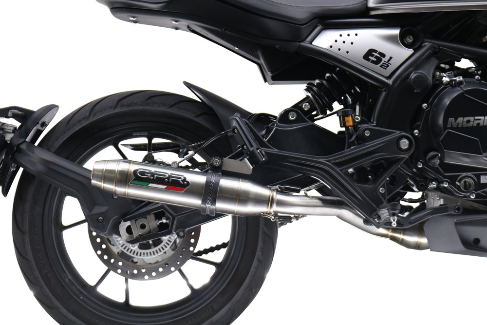 GPR exhaust compatible with  Moto Morini Seiemmezzo Str 2022-2024, Deeptone Inox, Homologated legal Mid-full system exhaust, including removable db killer and catalyst  