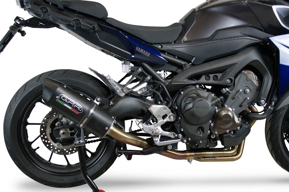 GPR exhaust compatible with  Yamaha Mt-09 2021-2023, Furore Evo4 Nero, Homologated legal full system exhaust, including removable db killer and catalyst 