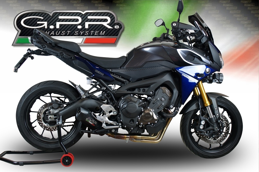 GPR exhaust compatible with  Yamaha Mt-09 Tracer 900 2015-2016, Furore Nero, Homologated legal full system exhaust, including removable db killer and catalyst 