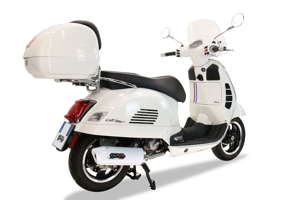 Scarico GPR compatibile con  Piaggio Vespa Gt - Gtv 250 I.E.  2007-2009, Albus Ceramic, Scarico completo racing, fornito con db killer estraibile e collettore, non legale per uso stradale
