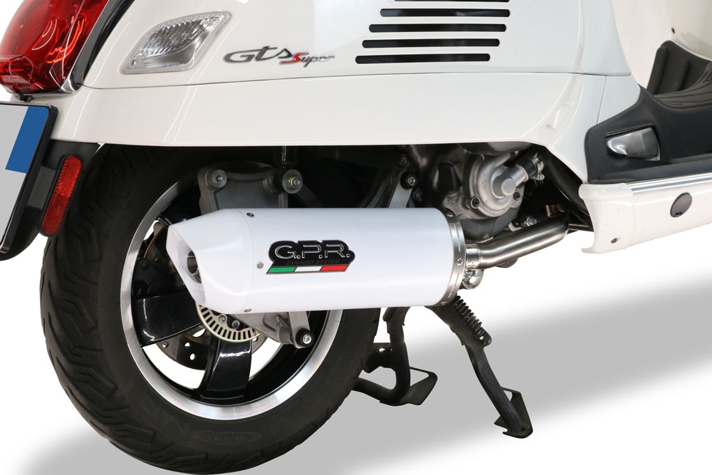 Scarico GPR compatibile con  Piaggio Vespa Gt - Gtv 250 I.E.  2007-2009, Albus Ceramic, Scarico completo racing, fornito con db killer estraibile e collettore, non legale per uso stradale