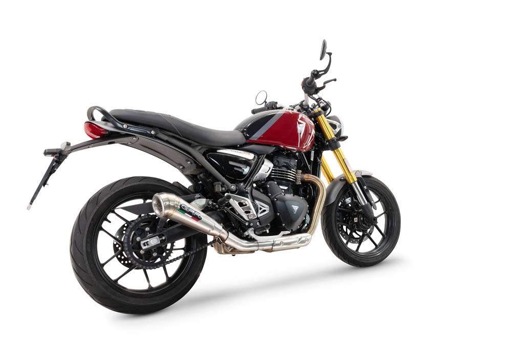 GPR exhaust compatible with  Triumph Scrambler 400 X 2023-2025, Powercone Evo, Homologated legal slip-on exhaust including removable db killer and link pipe 