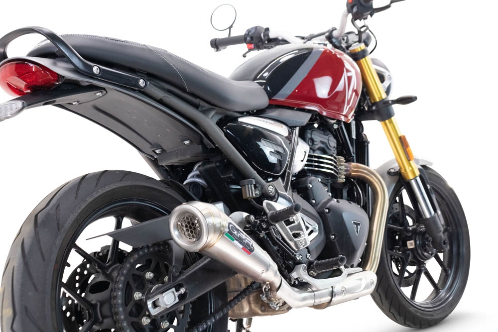GPR exhaust compatible with  Triumph Scrambler 400 X 2023-2025, Powercone Evo, Homologated legal slip-on exhaust including removable db killer and link pipe 