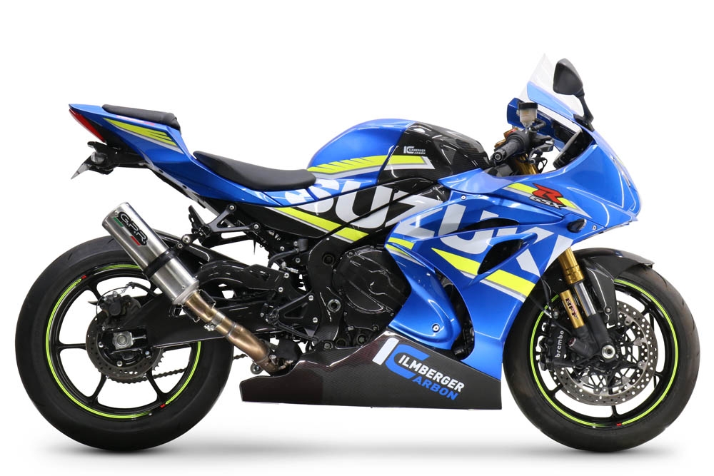 Scarico GPR compatibile con  Suzuki Gsx-R 1000 - 1000 R  2017-2020, M3 Inox , Scarico omologato, silenziatore con db killer estraibile e raccordo specifico