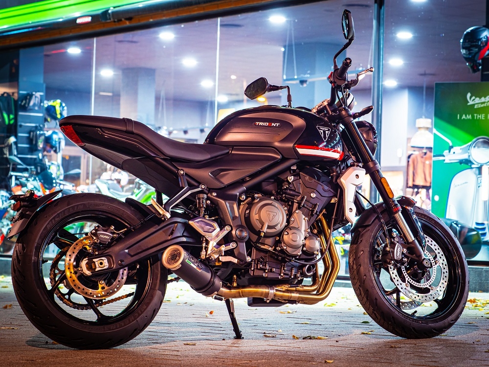 GPR exhaust compatible with  Triumph Trident 660 2021-2024, M3 Black Titanium, Racing full system exhaust, including removable db killer 