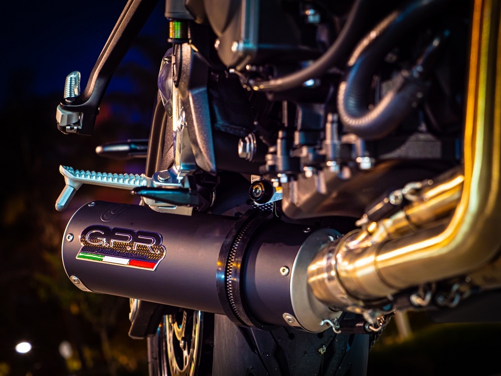 GPR exhaust compatible with  Triumph Trident 660 2021-2024, M3 Black Titanium, Racing full system exhaust, including removable db killer 