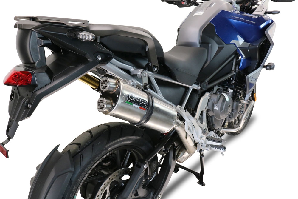 GPR exhaust compatible with  Triumph Tiger 1200 Gt - Rally 2022-2024, Dual Inox, Homologated legal slip-on exhaust including removable db killer and link pipe 