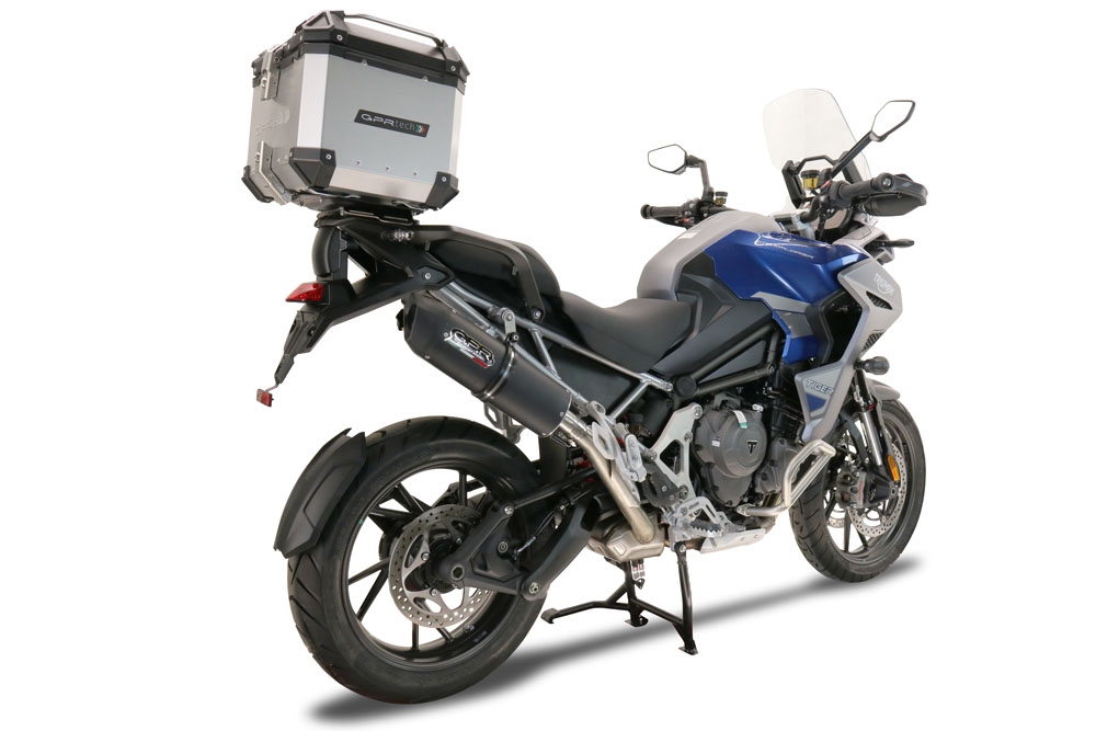 GPR exhaust compatible with  Triumph Tiger 1200 Gt - Rally 2022-2024, Furore Evo4 Nero, Homologated legal slip-on exhaust including removable db killer and link pipe 