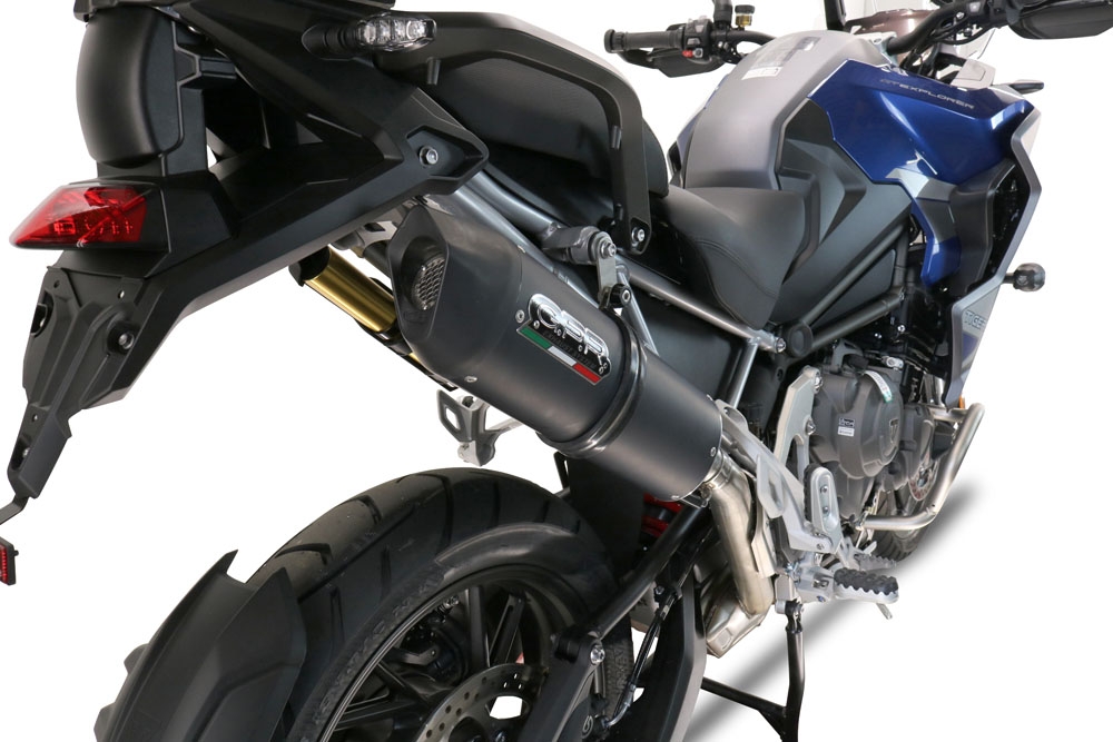 GPR exhaust compatible with  Triumph Tiger 1200 Gt - Rally 2022-2024, Furore Evo4 Nero, Homologated legal slip-on exhaust including removable db killer and link pipe 