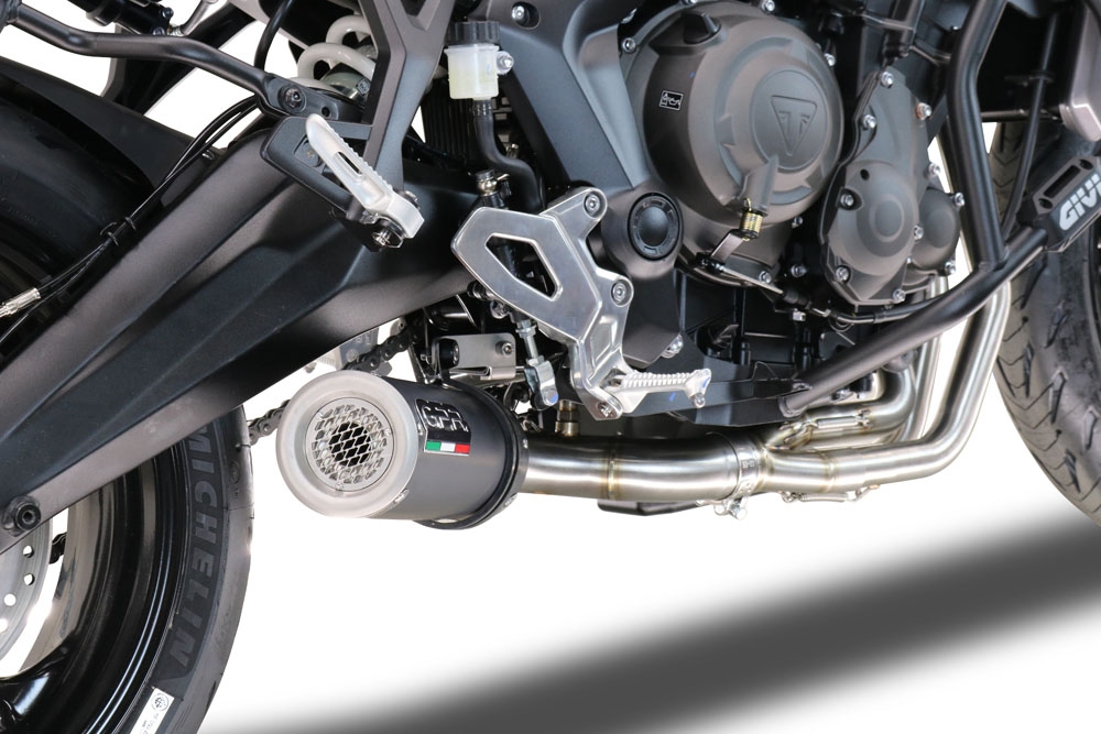 GPR exhaust compatible with  Triumph Tiger Sport 660 2022-2024, M3 Black Titanium, Racing full system exhaust, including removable db killer 