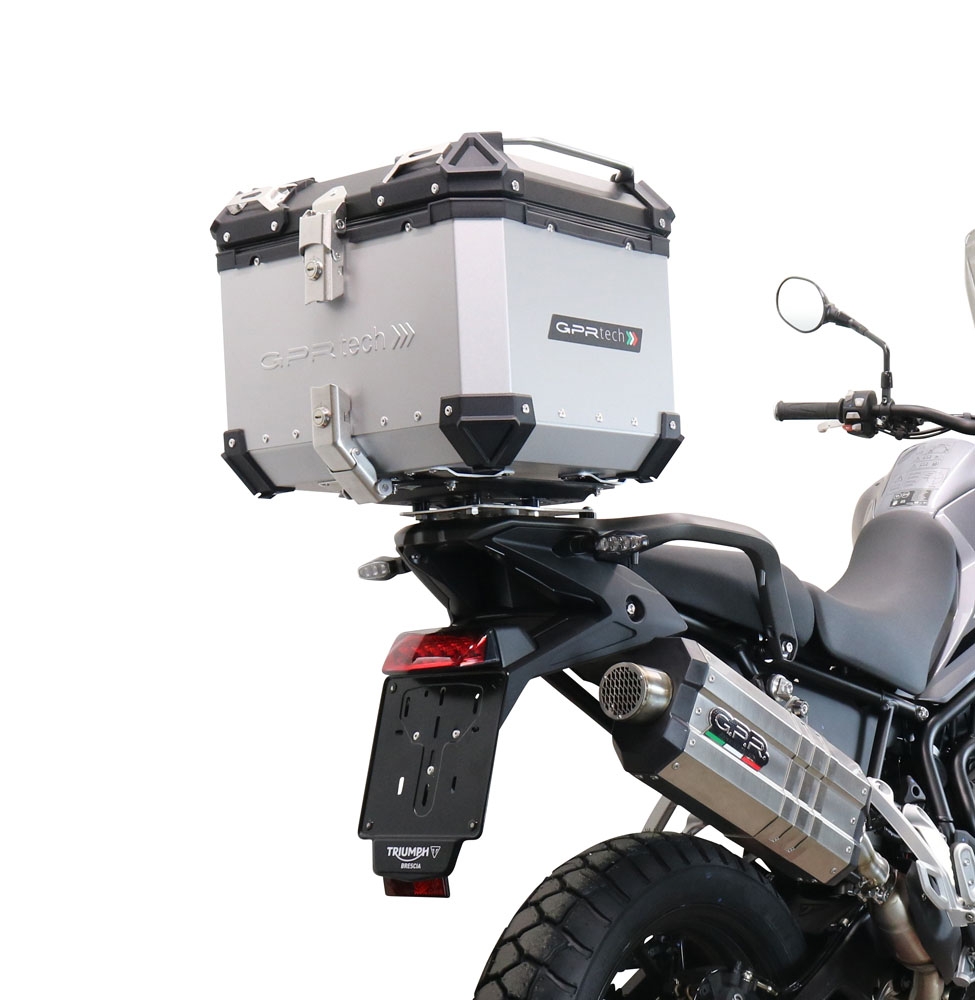 Top case GPR TECH compatible with  GPR TECH Top case in aluminum, silver color with specific plate included Top case in aluminum, silver color with specific plate included Capacity 35 LT.