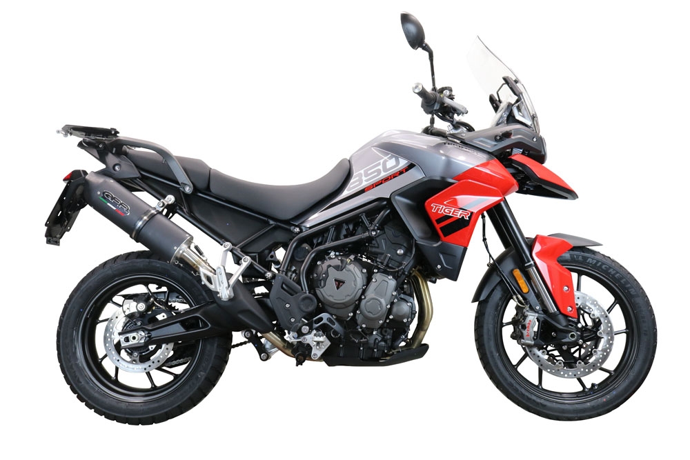 Scarico GPR compatibile con  Triumph Tiger 850 2020-2024, Furore Evo4 Nero, Scarico omologato, silenziatore con db killer estraibile e raccordo specifico