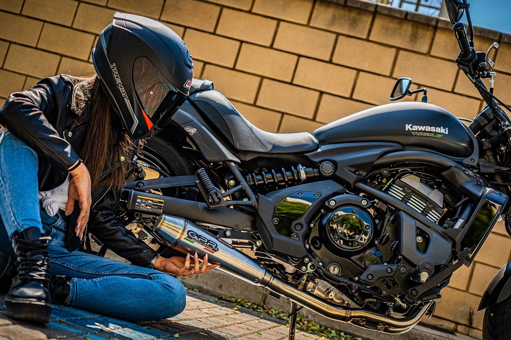 Scarico GPR compatibile con  Kawasaki Vulcan 650 S 2021-2023, Ultracone, Scarico completo omologato,fornito con db killer estraibile,catalizzatore e collettore