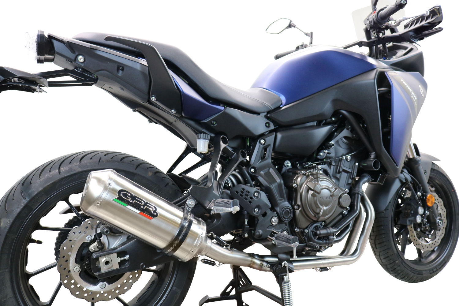 Scarico GPR compatibile con  Yamaha Tracer 7 2021-2024, Satinox , Scarico completo omologato,fornito con db killer estraibile,catalizzatore e collettore