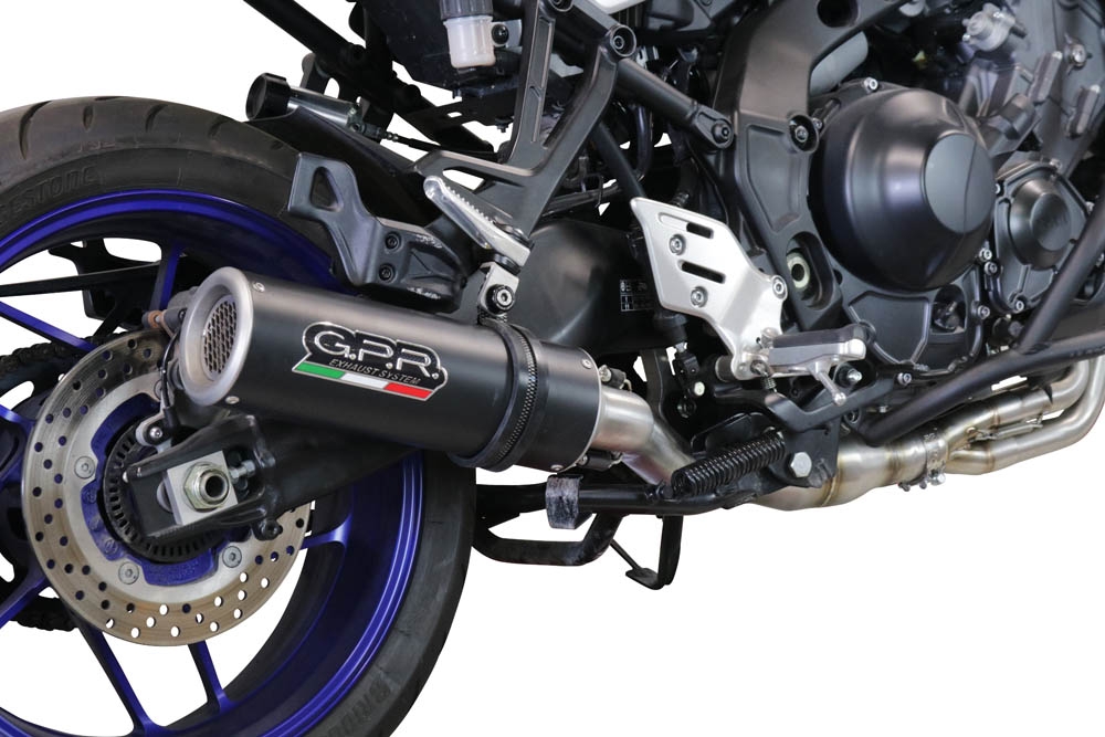 GPR exhaust compatible with  Yamaha Tracer 9 2021-2024, M3 Black Titanium, Homologated legal full system exhaust, including removable db killer and catalyst 