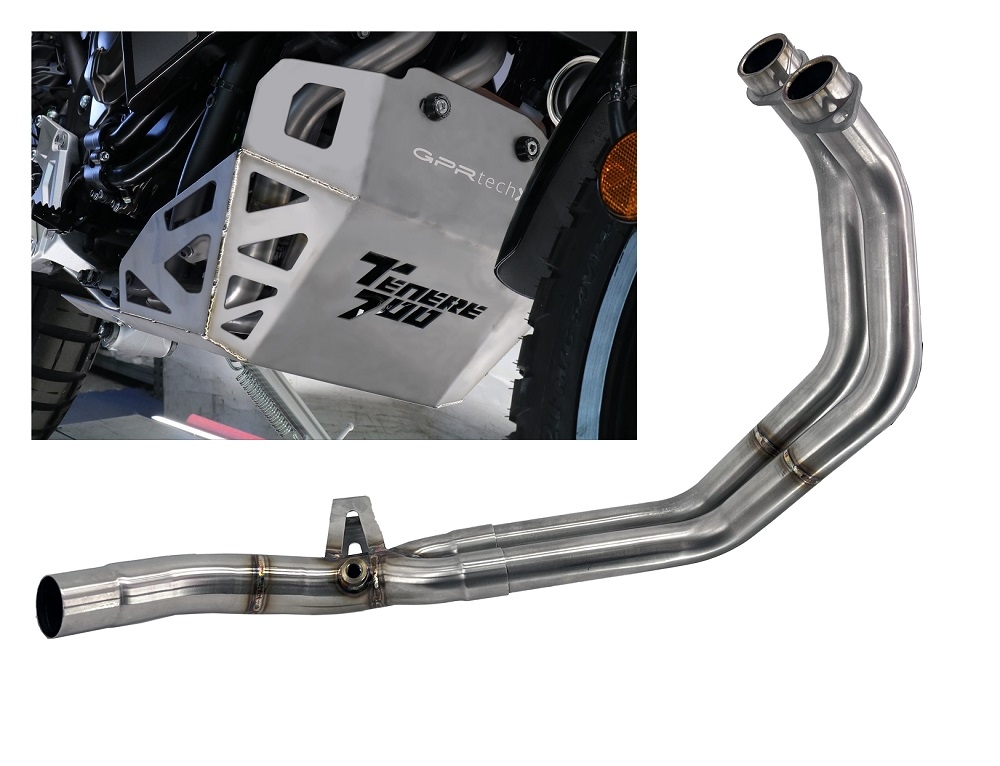 Scarico GPR compatibile con  Yamaha Tenere 700 2019-2020, Decatalizzatore + Paracoppa Titanio, Collettore decatalizzore, con anche paracoppa in titanio, applicazione racing