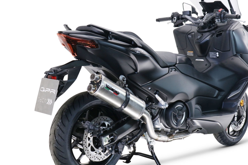 Scarico GPR compatibile con  Yamaha T-Max 560 2022-2024, Dual Inox, Scarico completo omologato,fornito con db killer estraibile,catalizzatore e collettore