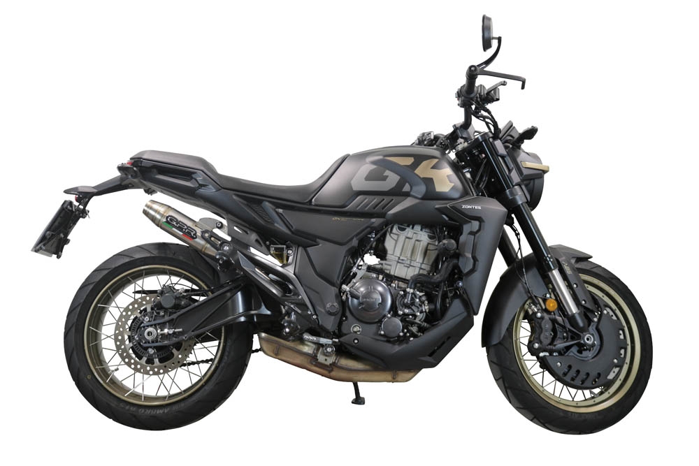 Scarico GPR compatibile con  Zontes 350 T1 ADV 2022-2024, Deeptone Inox, Scarico omologato, silenziatore con db killer estraibile e raccordo specifico