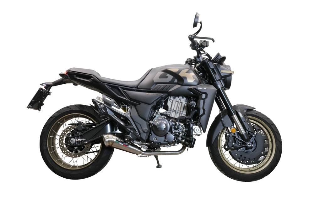 Scarico GPR compatibile con  Zontes 350 T1 ADV 2022-2024, Deeptone Inox, Scarico completo racing, fornito con db killer estraibile e collettore, non legale per uso stradale