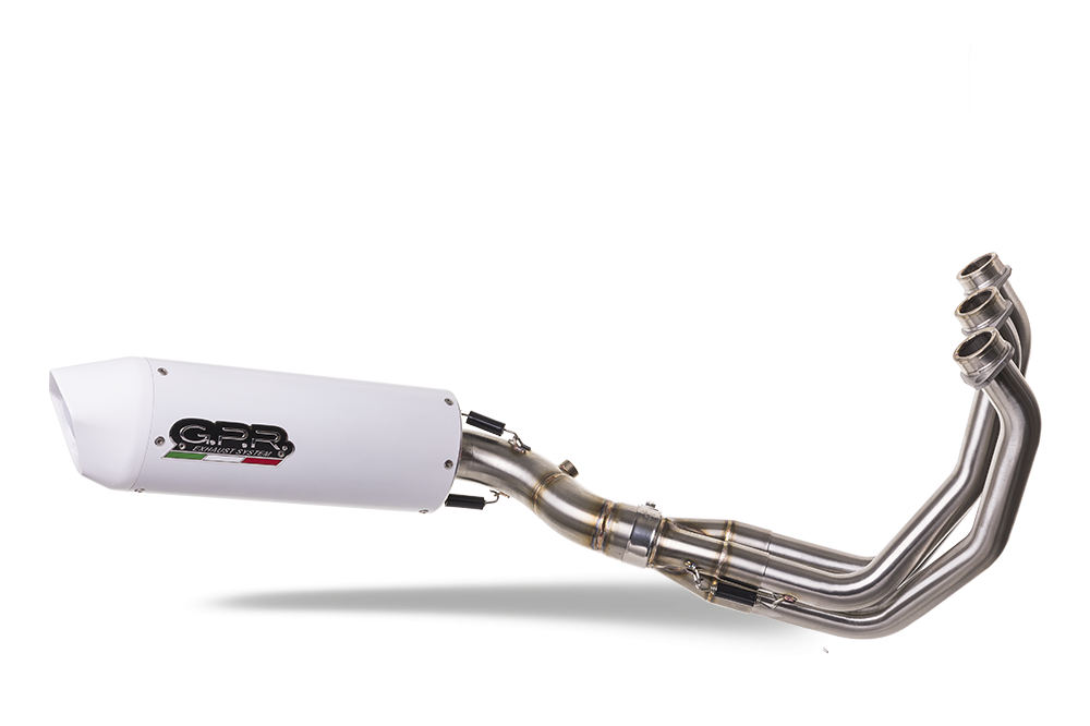 GPR exhaust compatible with  Yamaha Mt-09 Tracer 900 2015-2016, Albus Ceramic, Homologated legal full system exhaust, including removable db killer and catalyst 