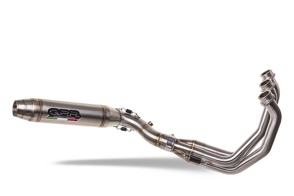 GPR escape compatible con  Triumph Trident 660 2021-2024, Deeptone Inox, Escape completo racing, incluyendo colector y db killer desmontable, sin homologación 