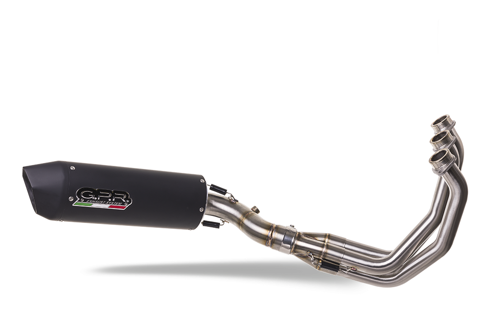 GPR exhaust compatible with  Yamaha Mt-09 Tracer 900 2015-2016, Furore Nero, Homologated legal full system exhaust, including removable db killer and catalyst 