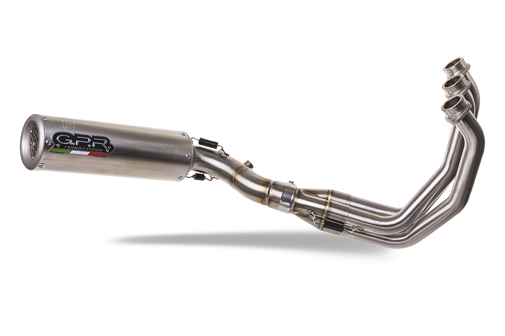 Scarico GPR compatibile con  Triumph Trident 660 2021-2024, M3 Titanium Natural, Scarico completo omologato,fornito con db killer estraibile,catalizzatore e collettore