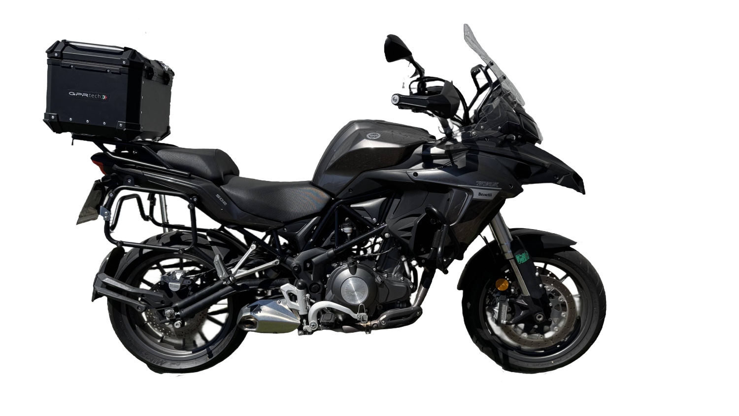TOP CASE - BAULETTO GPR TECH COMPATABILE CON Benelli Trk 502 X 2017/2020 e4 GPR TECH BAULETTO TOP CASE ALPI-TECH 55 LT COLORE NERO CON PIASTRA SPECIFICA 