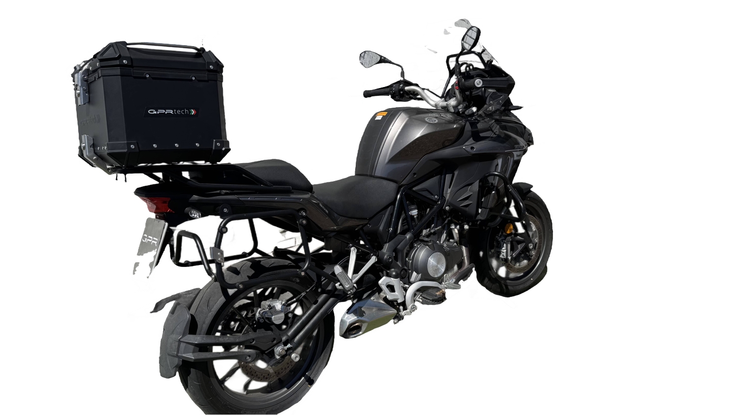 TOP CASE - BAULETTO GPR TECH COMPATABILE CON Benelli Trk 502 X 2021/2024 e5 GPR TECH BAULETTO TOP CASE ALPI-TECH 35 LT. COLORE NERO CON PIASTRA SPECIFICA 