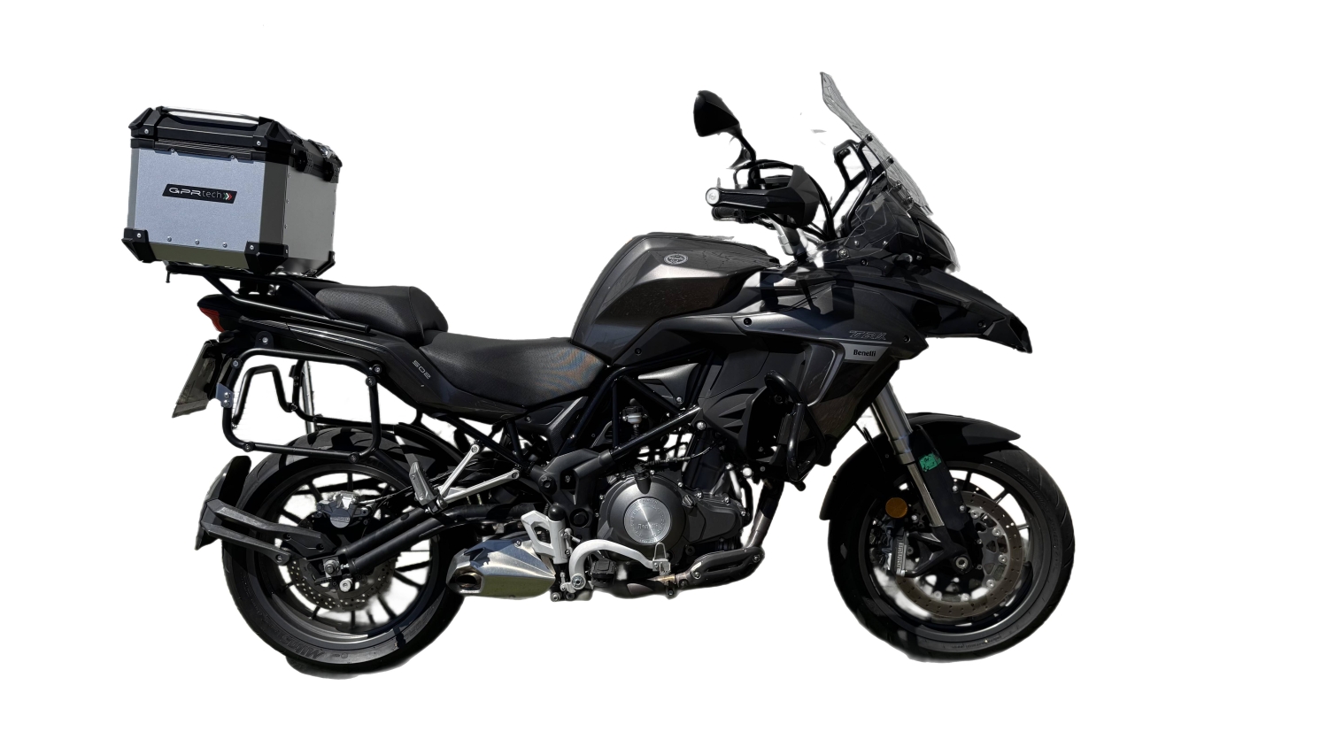 TOP CASE - BAULETTO GPR TECH COMPATABILE CON Benelli Trk 502 X 2017/2020 e4 GPR TECH BAULETTO TOP CASE ALPI-TECH 35 LT. COLORE ARGENTO CON PIASTRA SPECIFICA 