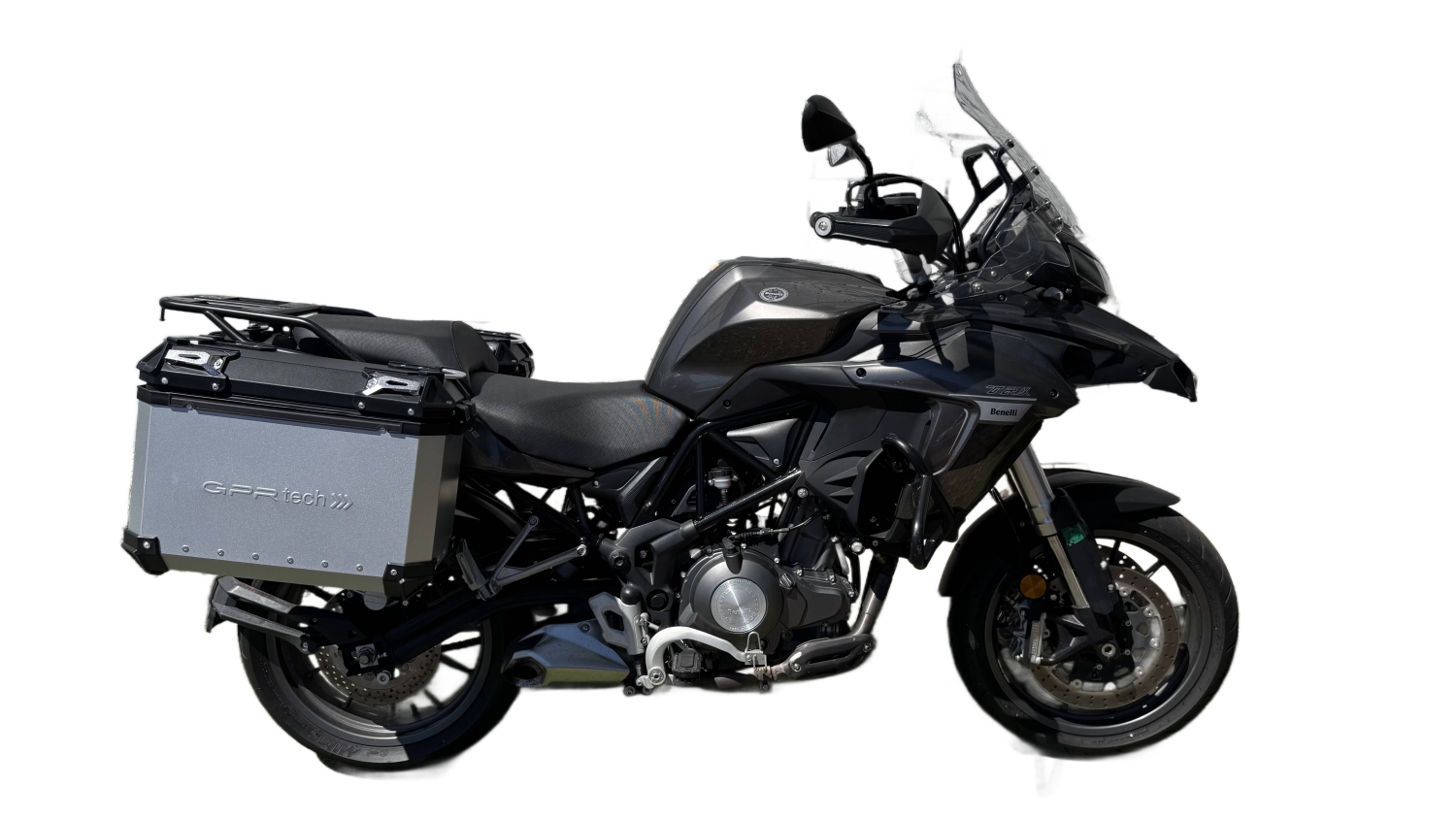 GPR TECH COMPATABILE CON Benelli Trk 502 2017/2020 e4 GPR TECH COPPIA DI VALIGIE LATERALI ARGENTO ALPI-TECH 38 LT. + 38 LT. CON TELAIO SPECIFICO 