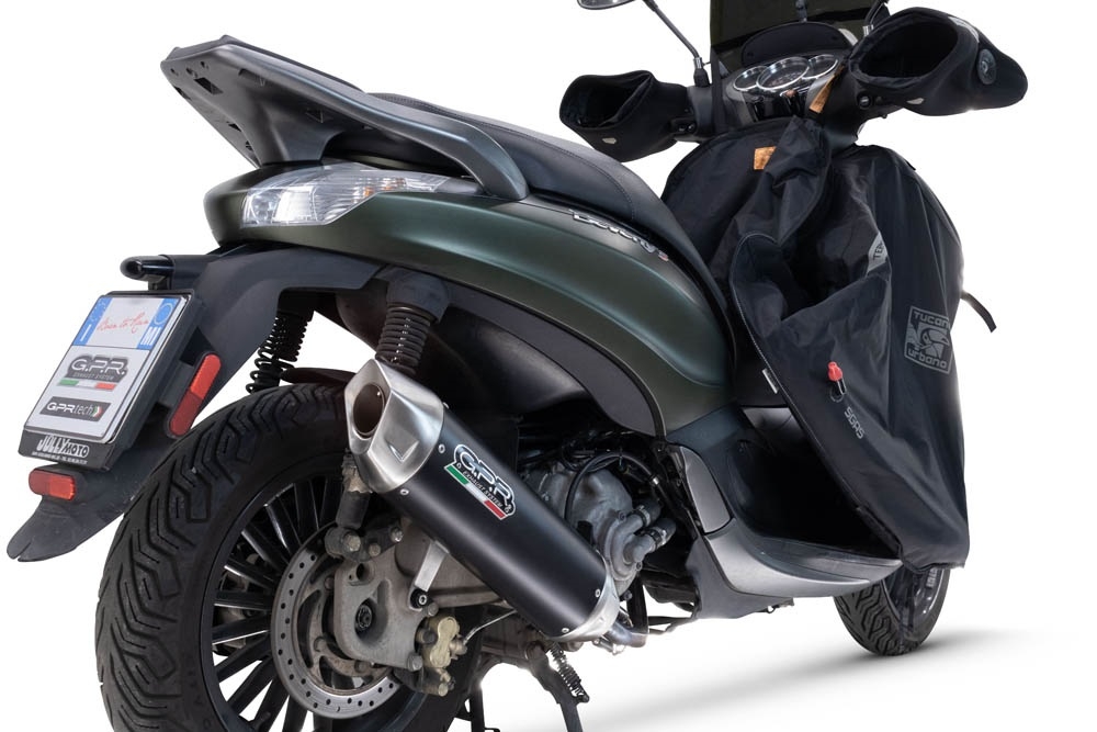Scarico GPR compatibile con  Piaggio Beverly 300 I.E. ABS - S - Police  2016-2020, Furore-X Scooter, Scarico completo omologato,fornito con db killer estraibile e collettore